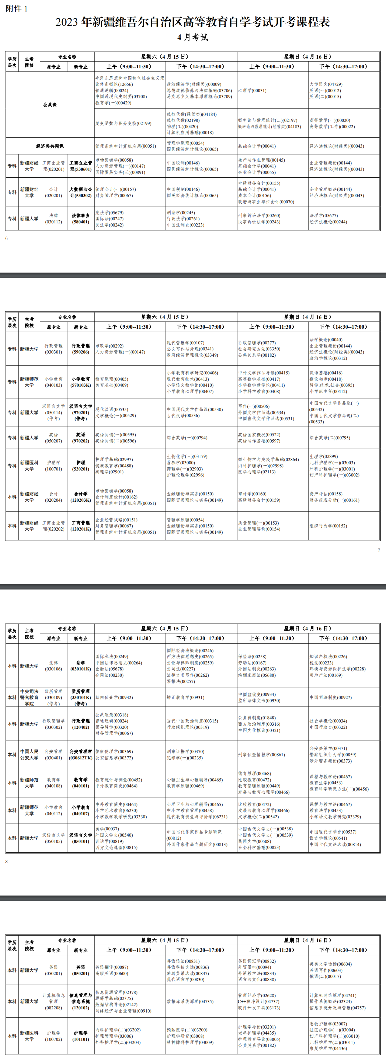 新疆2023 年全國高等教育自學(xué)考試報(bào)考簡章