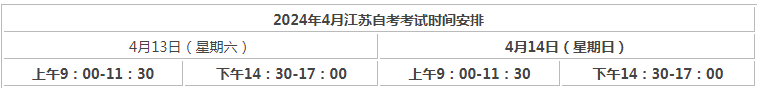 2024年4月江蘇自考考試時(shí)間？