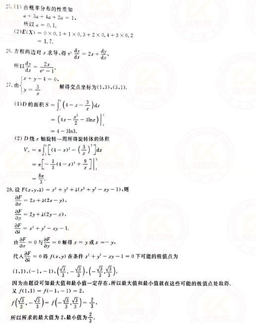 2021年成人高考專升本高數(shù)(二)真題及答案！-8